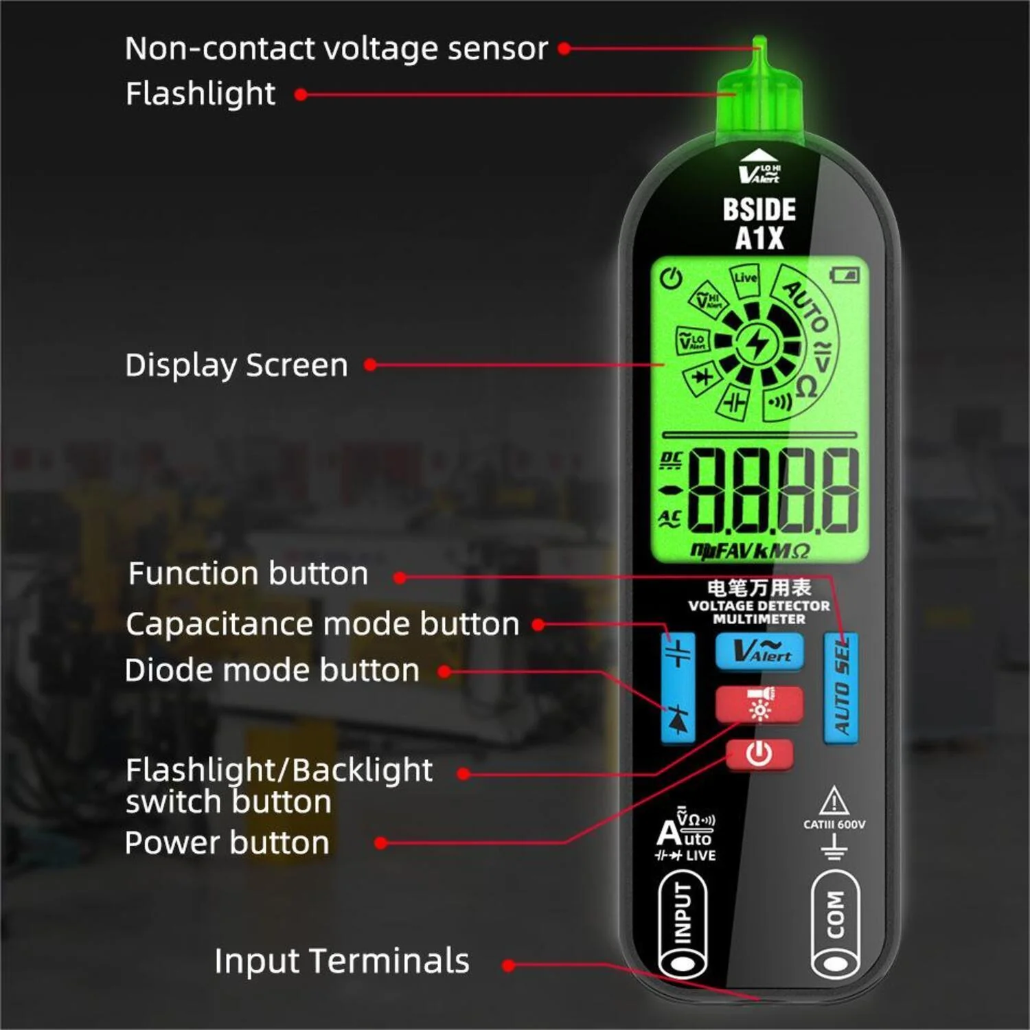 VIVI A1X Rechargeable Digital Multimeter DC AC Voltmeter - Image 10