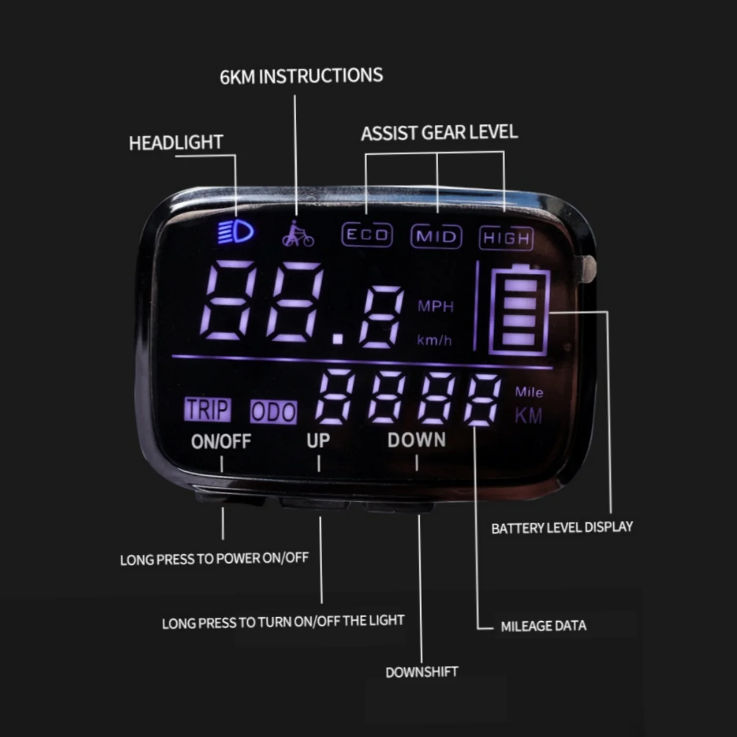 VIVI Electric Bike 48V 08N LCD Display Meters For Gopina Ebike - Image 4