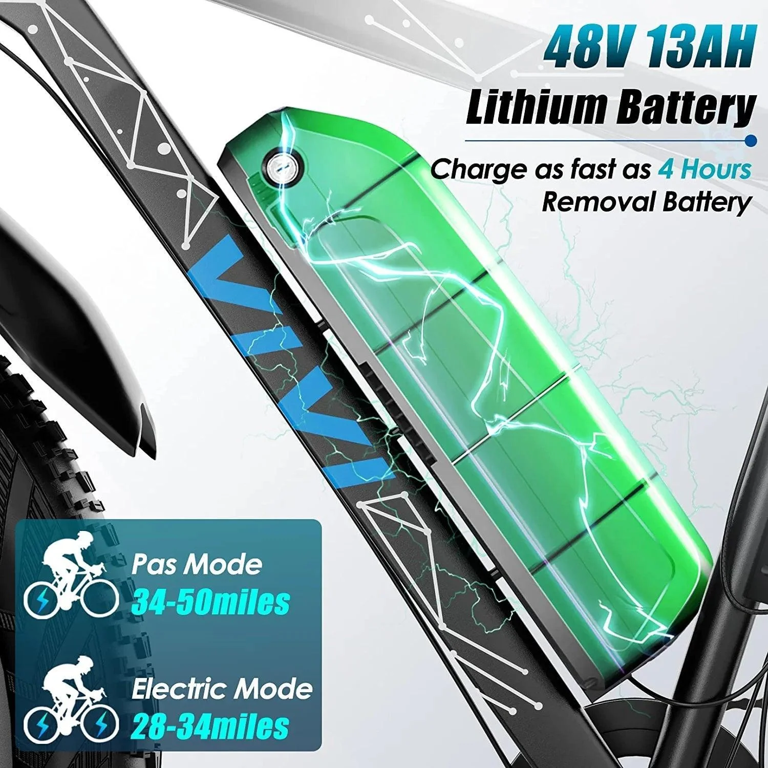 VIVI F26FUL Electric Bike Long Range Fat Tire Electric Bike SGS Certified to UL2849 - Image 10