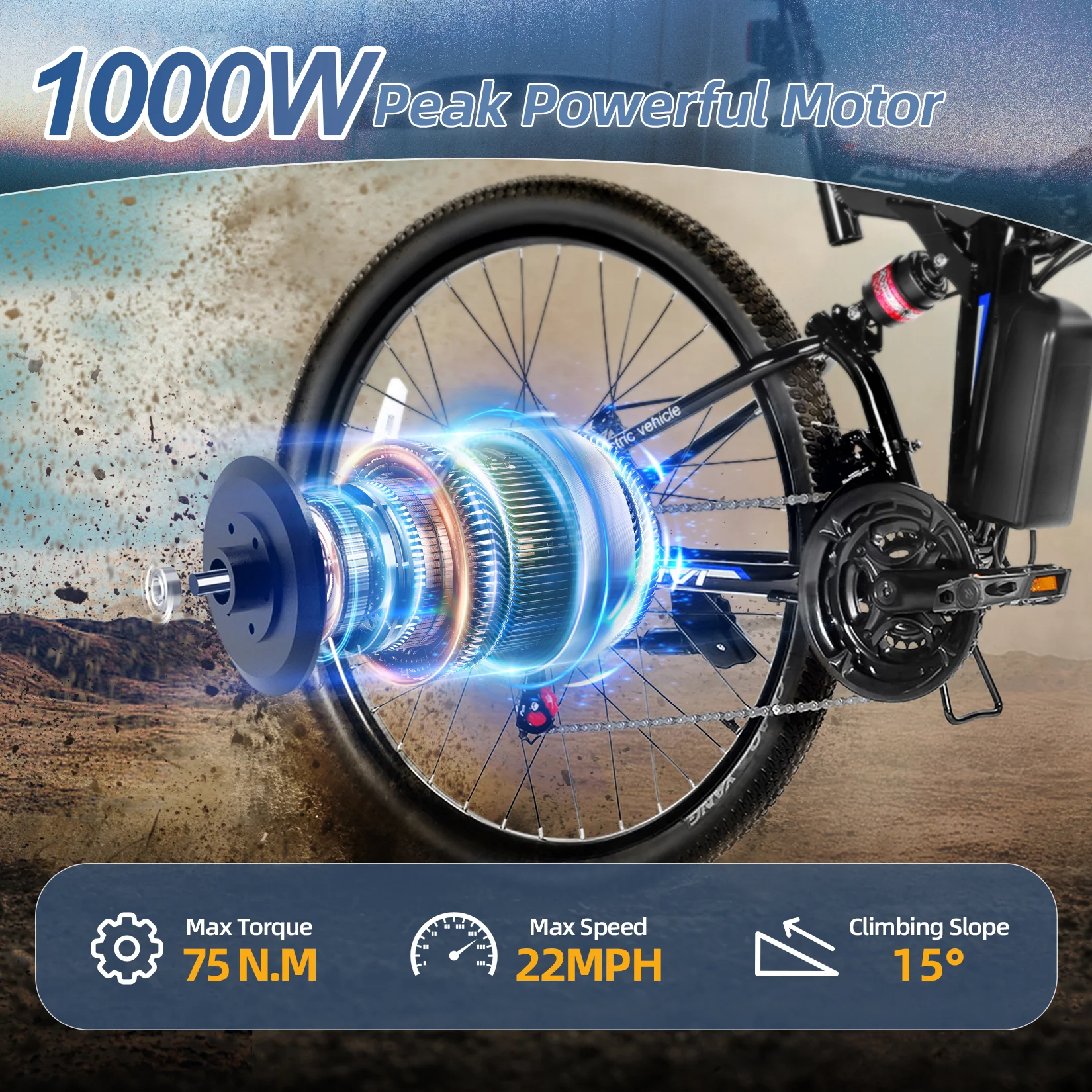 VIVI M026TGBUL Electric Bike Foldable Full Suspension Electric Mountain Bike SGS Certified to UL2849 - Image 4