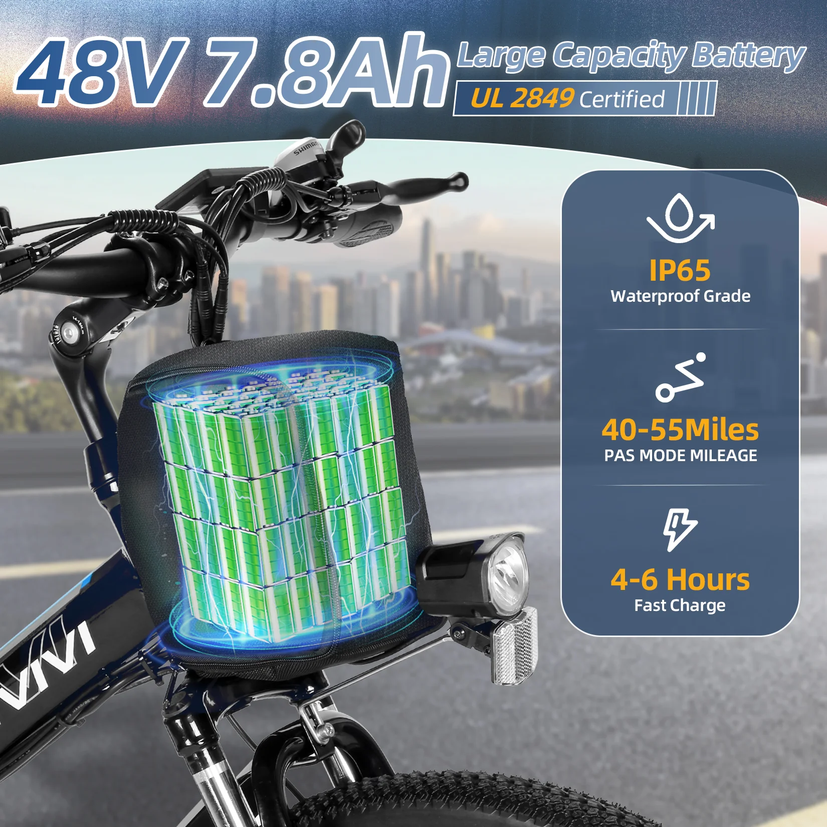 VIVI M026TGBUL Electric Bike Foldable Full Suspension Electric Mountain Bike SGS Certified to UL2849 - Image 5