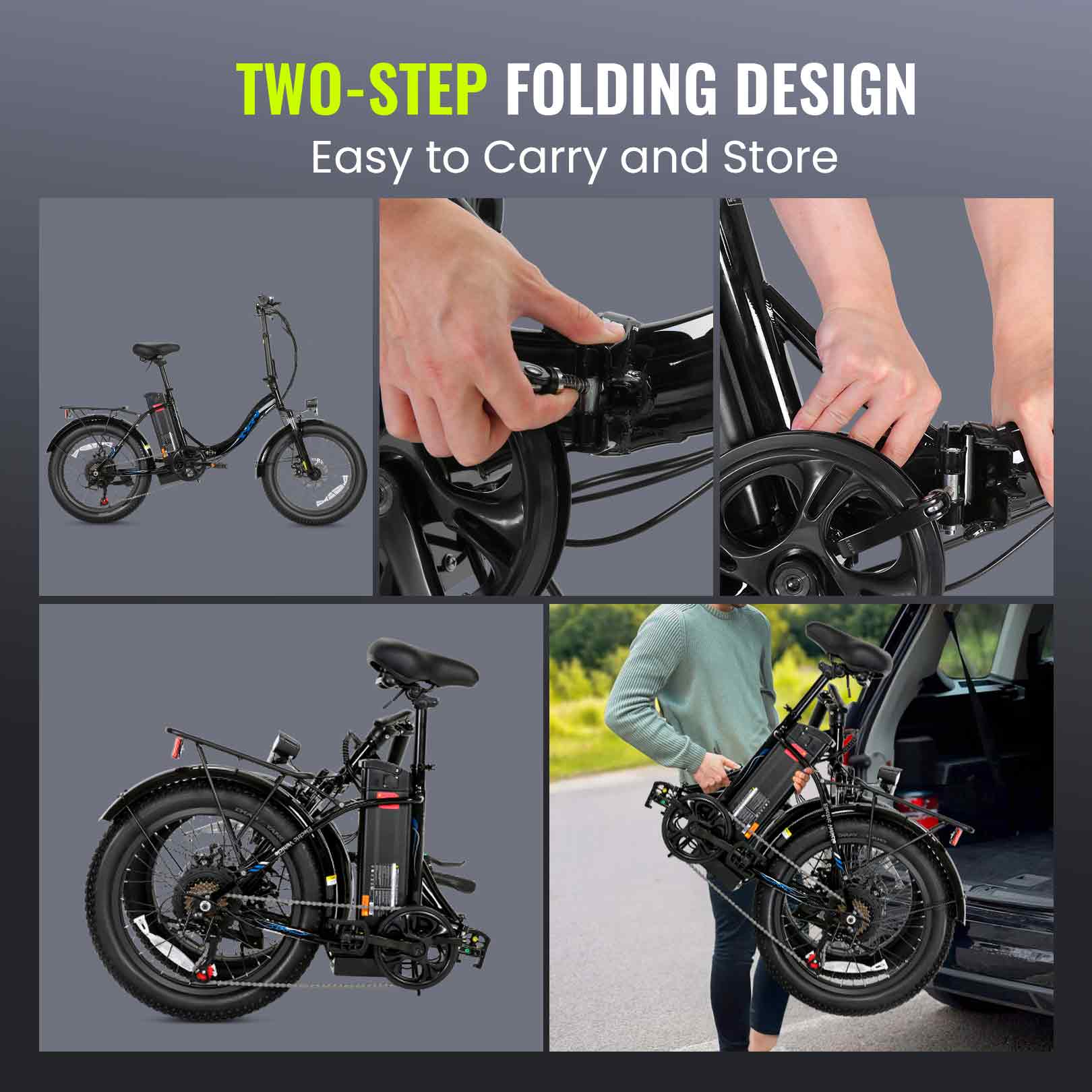 VIVI MT20UL Electric Bike 3.0" Fat Tire Folding Electric Bike SGS Certified to UL2849 - Image 7