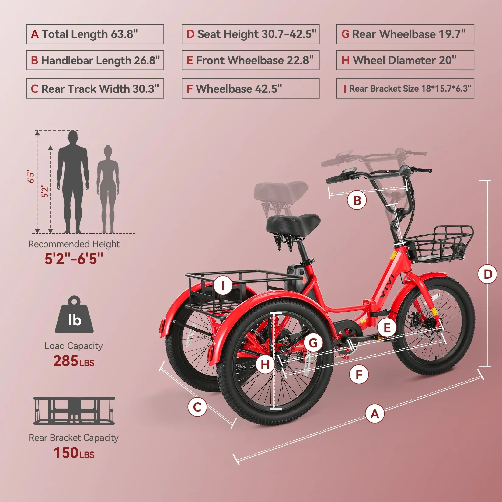 VIVI T01 Electric Trike Folding Cargo Electric Tricycle SGS Certified to UL2849 - Image 12
